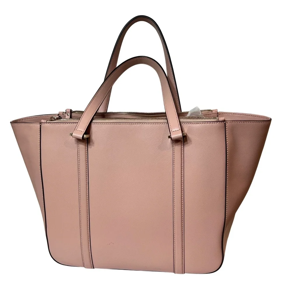 Kate Spade New York Pink Saffiano Leather‎ Triple Compartment Tote Bag Large